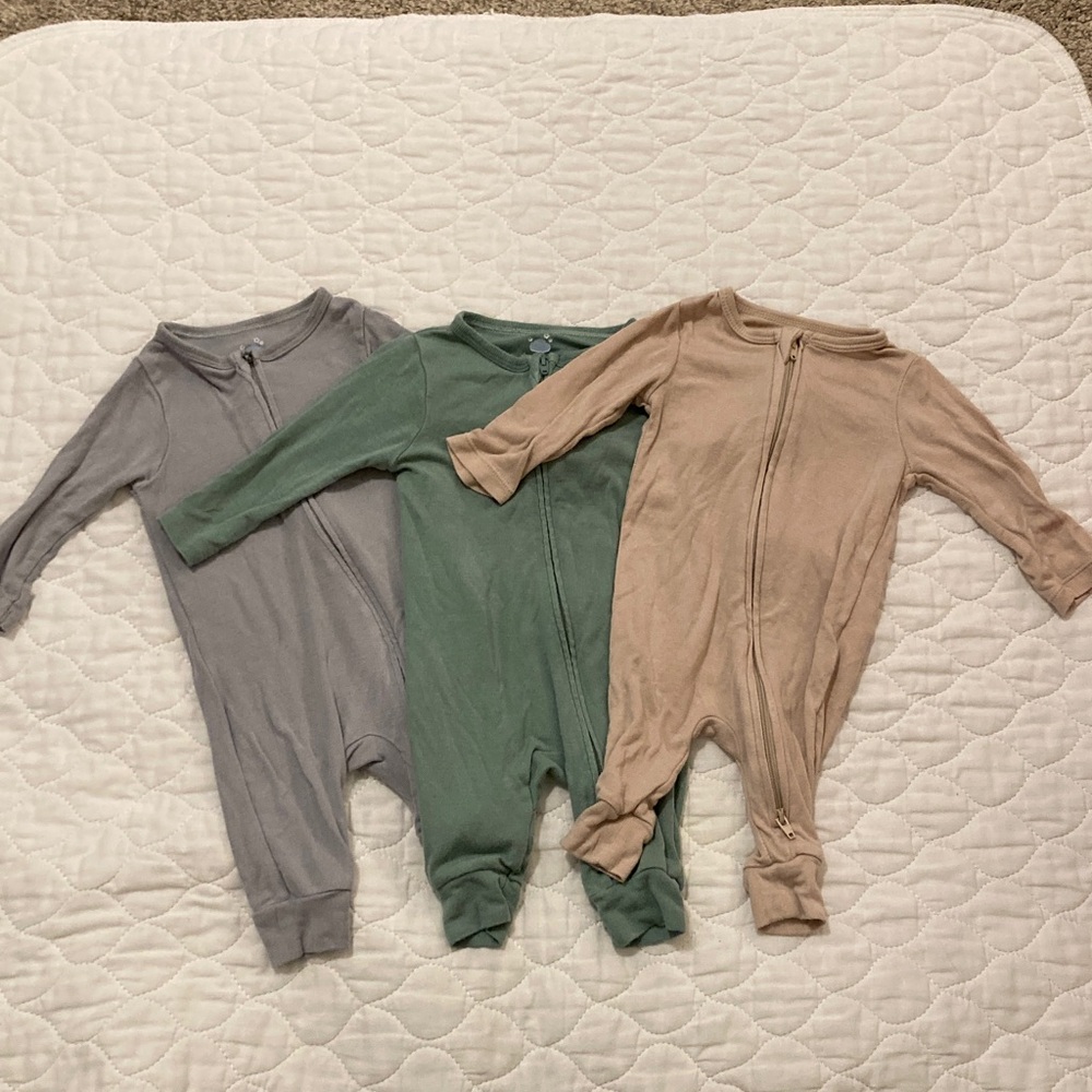 Cloud Island Kids Footies - Gray, Green, and Tan